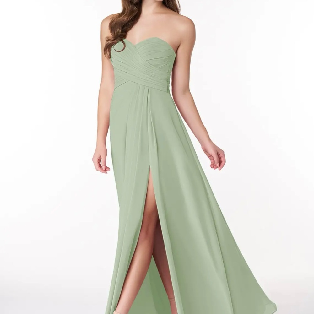 Elegant Strapless Green Dress Azazie